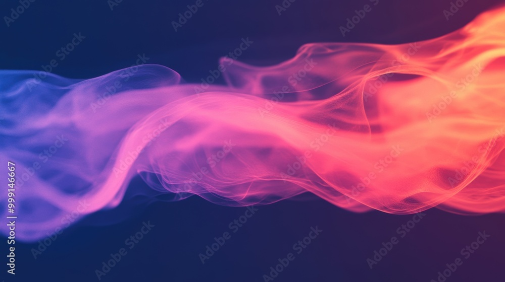 Fototapeta premium Swirls of purple and red smoke intertwine gracefully, creating a dynamic and captivating display on a dark backdrop