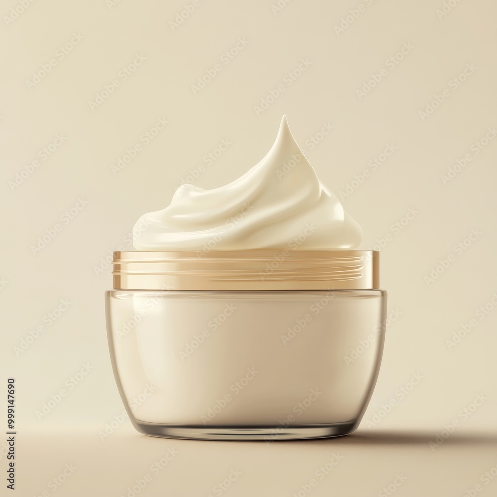 A realistic representation of a hydrating face mask in a jar, showcasing its creamy texture. The jar is isolated on a soft background, enhancing its luxurious feel A realistic representation of a hydrating face mask in a jar, showcasing its creamy texture. The jar is isolated on a soft background, enhancing its luxurious feel