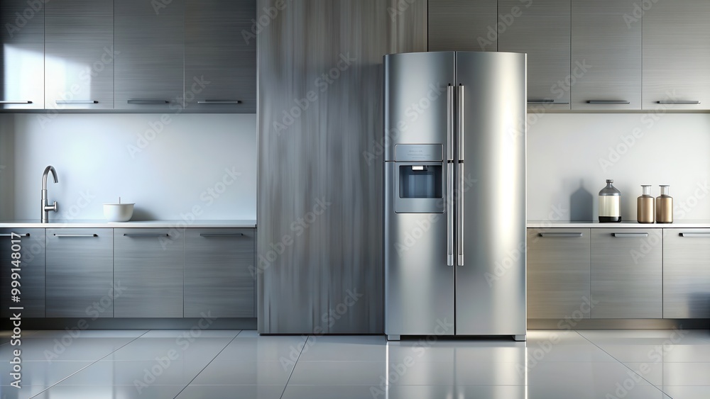 Modern refrigerator with sleek design and stainless steel finish, perfect for any kitchen room in a home, modern Modern refrigerator with sleek design and stainless steel finish, perfect for any kitchen room in a home, modern