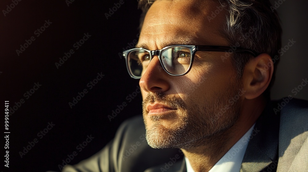 Fototapeta premium Thoughtful Businessman in Formal Attire