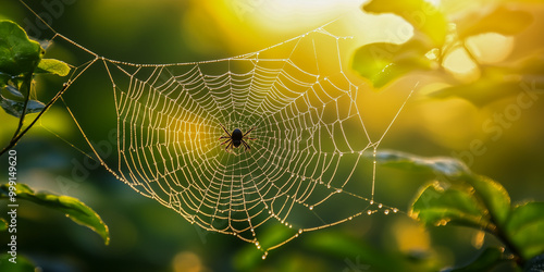 Wallpaper Mural Delicate Spider web: Close-Up Abstract Beauty Torontodigital.ca