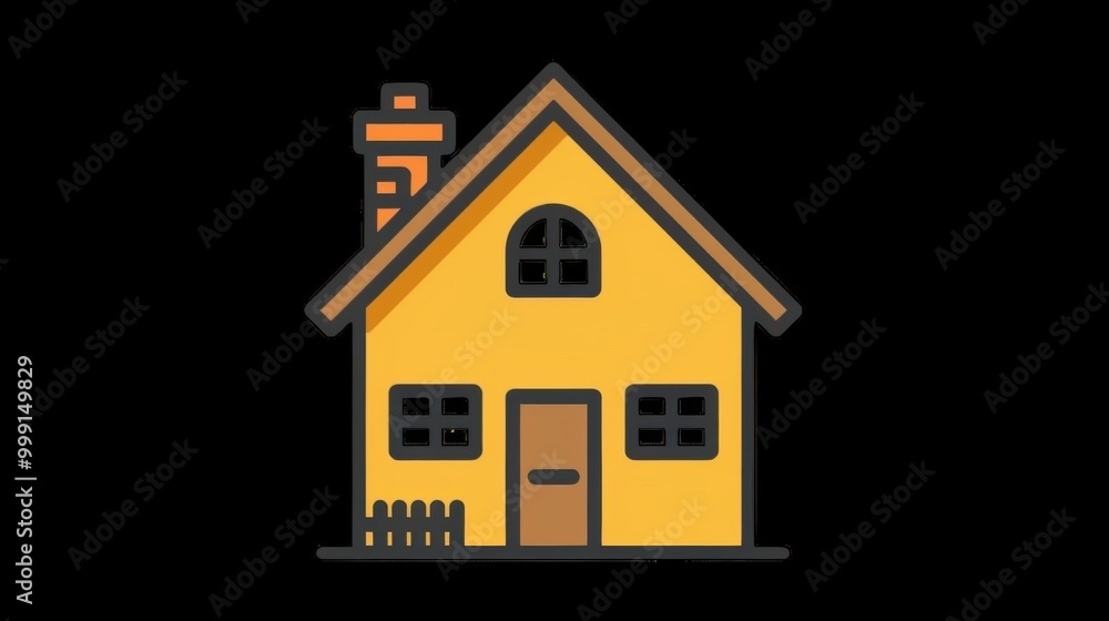 Simple illustrated house design with vibrant yellow color Simple illustrated house design with vibrant yellow color