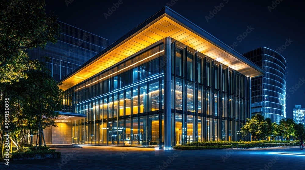 Modern Architecture Night View with Stylish Lighting Modern Architecture Night View with Stylish Lighting
