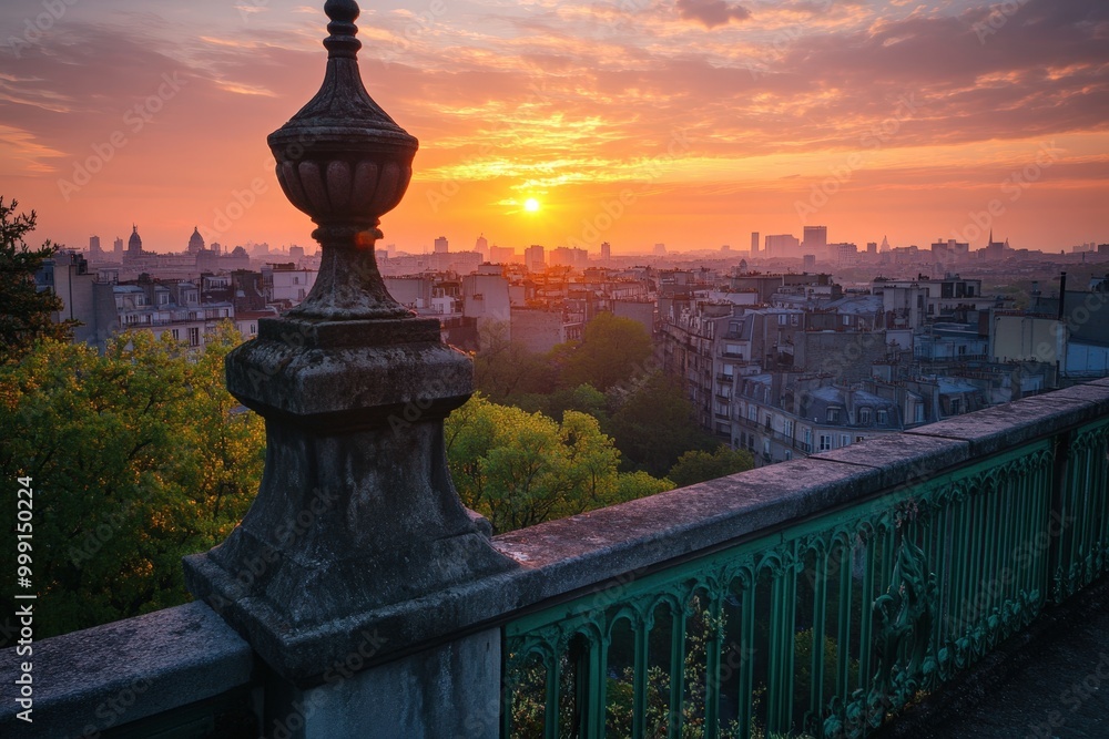 Fototapeta premium Stunning sunset over the city skyline