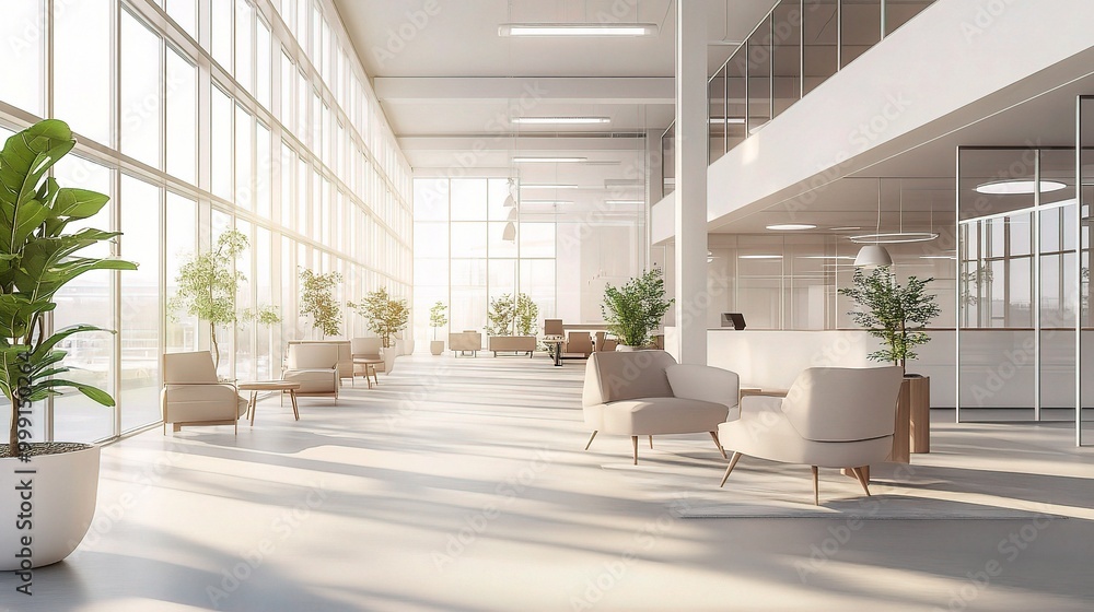 Fototapeta premium Modern Bright Office Space with Natural Light