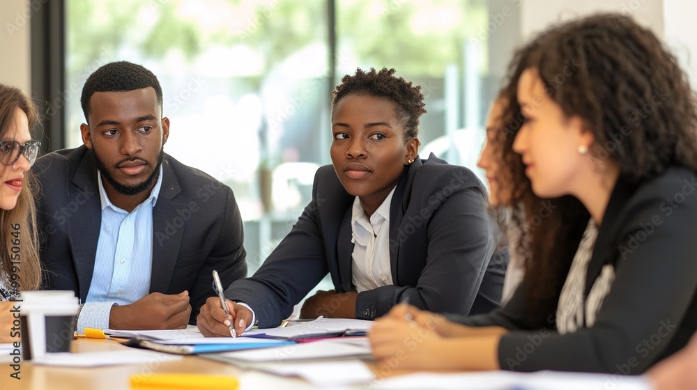 Diverse Team Engaging in Business Discussion Diverse Team Engaging in Business Discussion