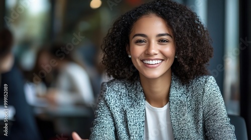 Smiling Woman in Professional Setting