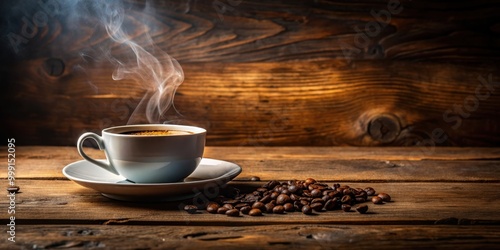 Steaming cup of coffee on a rustic table, coffee, cup, drink, hot, beverage, morning, aroma, caffeine, espresso, latte