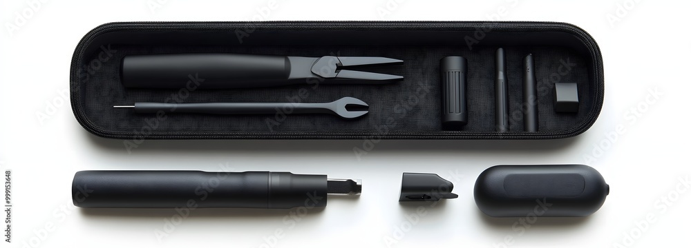 94. A sleek tool set with a compact case 94. A sleek tool set with a compact case