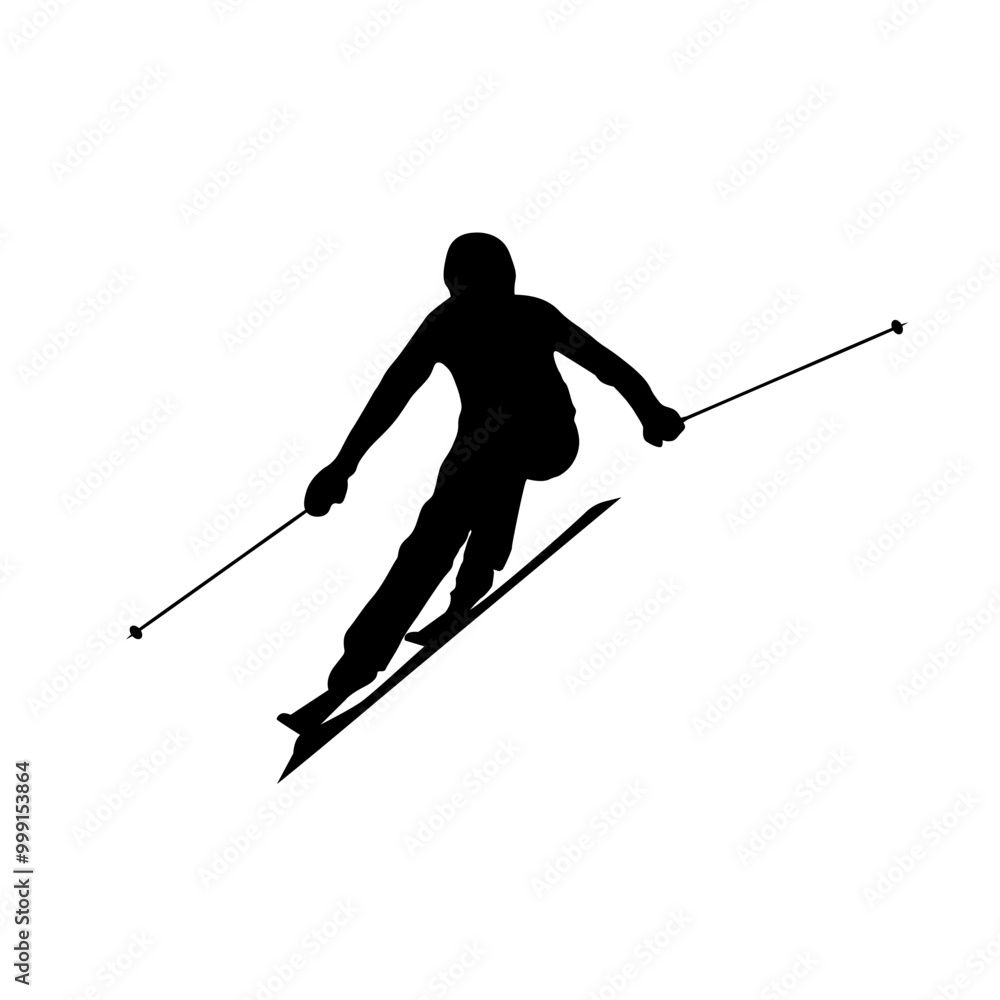 Fototapeta premium Skiing silhouette. Skier silhouette vector