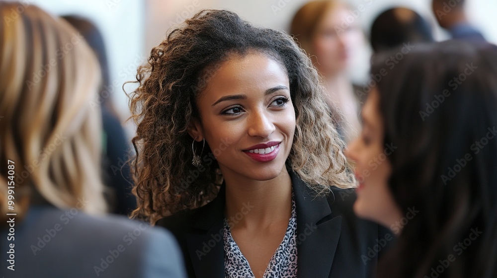 Engaging Businesswoman in Conversation at Networking Event Engaging Businesswoman in Conversation at Networking Event