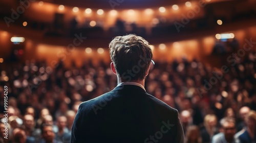 Speaker Addresses an Engaged Audience in a Theater