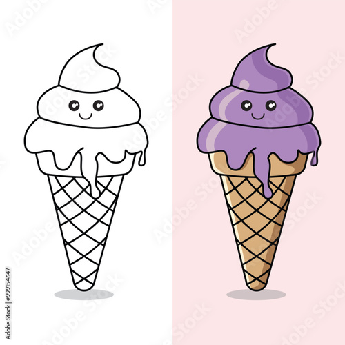 Cute Ice Cream Illustration Icon Tenplate