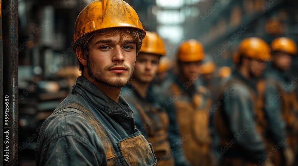 Portrait of a Young Industrial Worker in a Factory Generative AI Portrait of a Young Industrial Worker in a Factory Generative AI