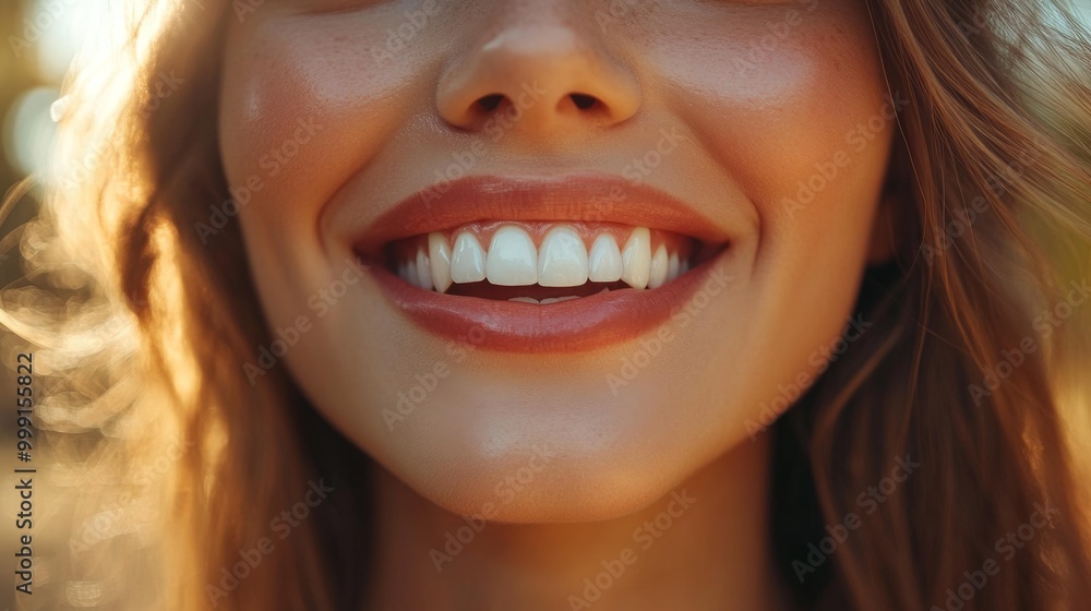 Close-up of a Happy Smile in Sunlight Generative AI Close-up of a Happy Smile in Sunlight Generative AI