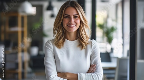 Confident Woman in Modern Office Setting Free Download Confident Woman in Modern Office Setting - GFXLoad