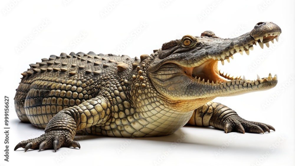 Realistic crocodile facing right with closed mouth and all four legs on the ground, crocodile, reptile, predator, wildlife Realistic crocodile facing right with closed mouth and all four legs on the ground, crocodile, reptile, predator, wildlife