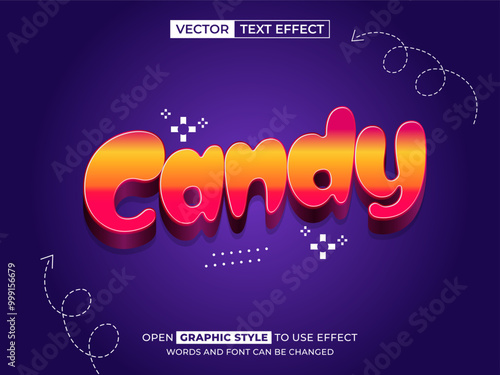 candy editable text, font effect, 3d text for title