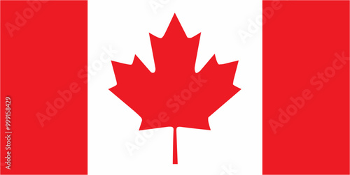 Canada official flag vector with standard size and proportion. National flag emblem with accurate size and colors.