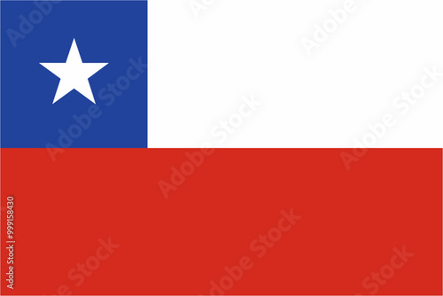 Chile official flag vector with standard size and proportion. National flag emblem with accurate size and colors.