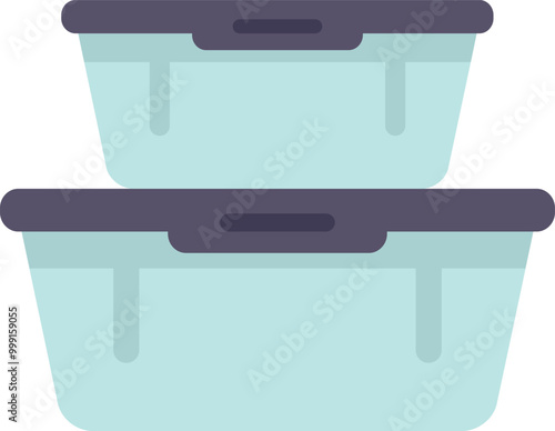 Two empty plastic food storage containers stacked on top of each other on a white background