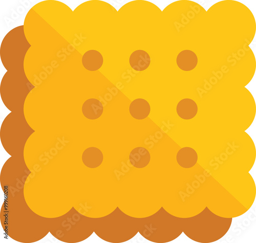Simple flat vector illustration of a square cracker with dots, isolated on a white background