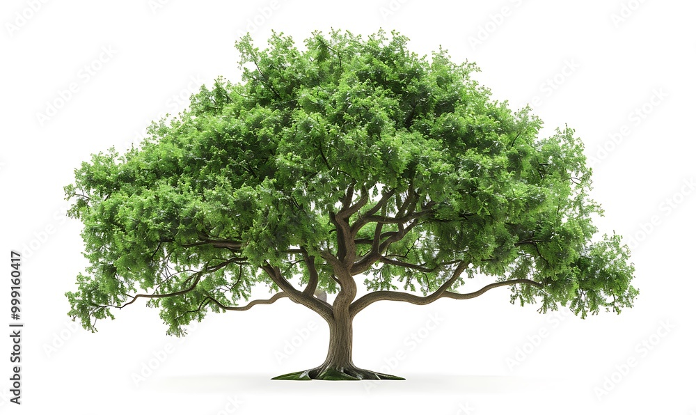 Green oak tree isolated on white background Green oak tree isolated on white background
