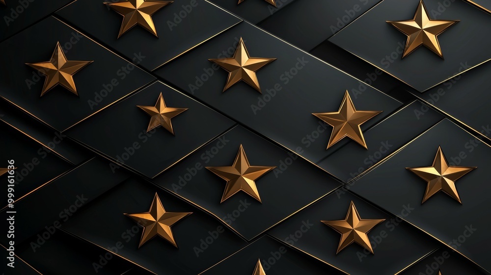 A close up of a star pattern with gold stars A close up of a star pattern with gold stars