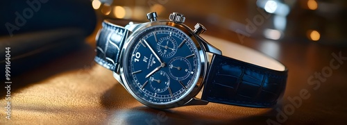 49. A high-end wristwatch with a leather strap