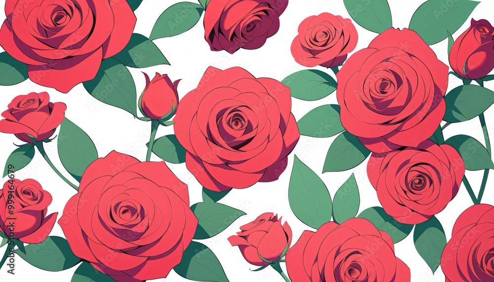 Fototapeta premium roses Flower pattern illustration background 
