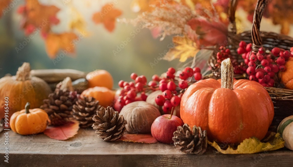 Rustic autumn harvest Thanksgiving background with depth of field for a warm and festive celebration Rustic autumn harvest Thanksgiving background with depth of field for a warm and festive celebration