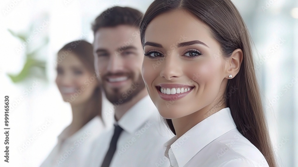 Professional Team Smiling in Modern Office Environment Professional Team Smiling in Modern Office Environment