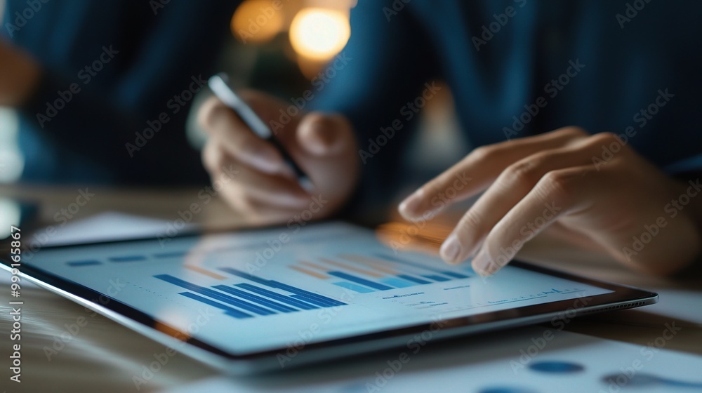 Analyzing Data on Digital Tablet with Charts Analyzing Data on Digital Tablet with Charts