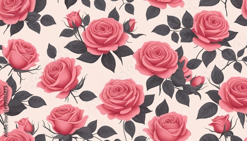 Wallpaper Mural roses Flower pattern illustration background  Torontodigital.ca