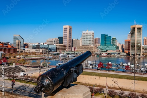 The Inner Harbor from Federal Hill, Baltimore MD USA photo