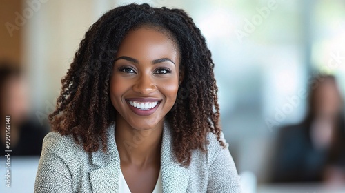 Professional Woman Smiling in Office Environment