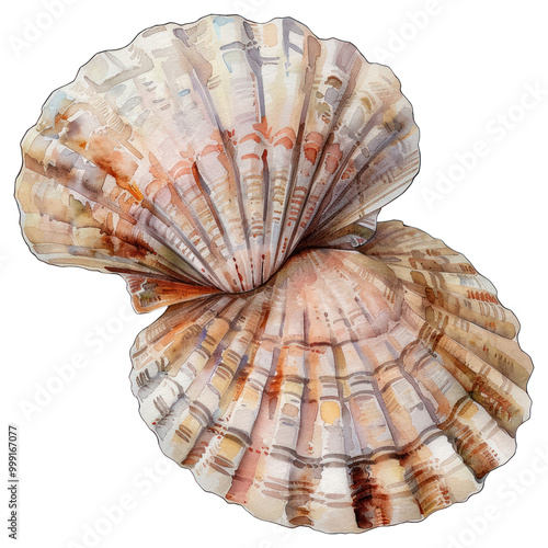 PNG Detailed watercolor seashell illustration photo