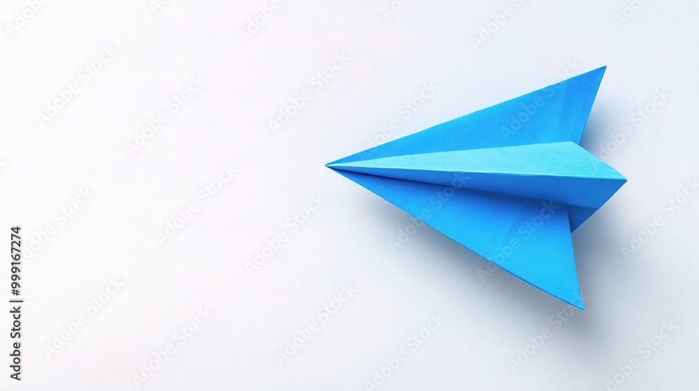 Blue Paper Airplane on White Background Blue Paper Airplane on White Background