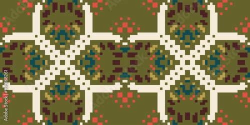 Persian Traditional Indian Melodic Patternfolk Embroidery, Aztec Geometric Ornament Print. Design for Carpet, Wallpaper, Clothing, Wrapping, Fabric