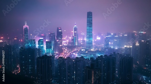 Wallpaper Mural Night View of Urban Architecture in Shenzhen.  Torontodigital.ca