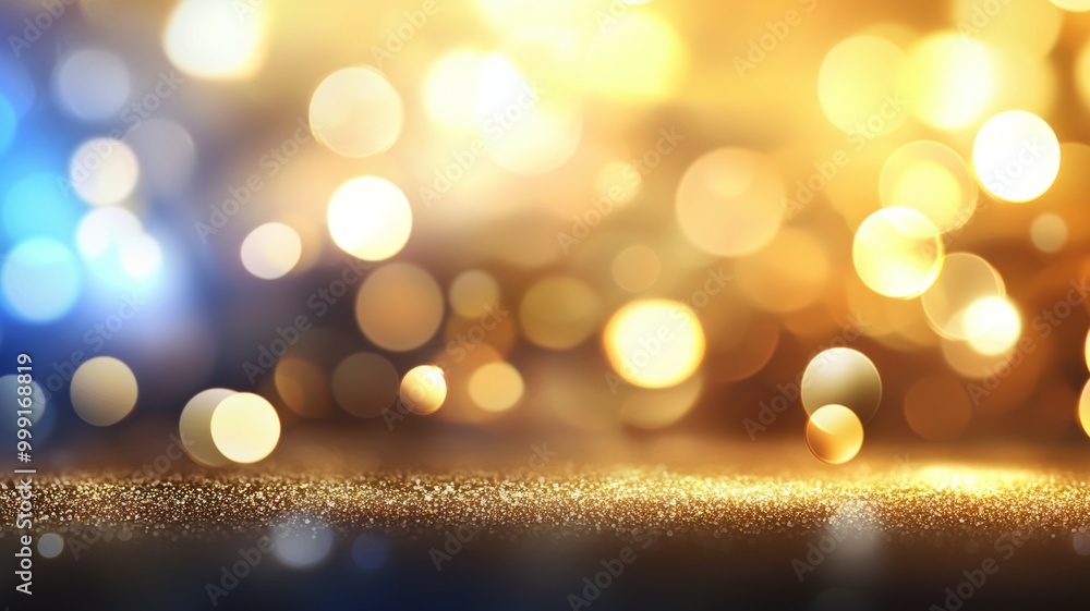A blurry image of a gold and blue background with a lot of small circles A blurry image of a gold and blue background with a lot of small circles