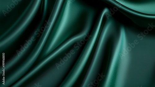 A green fabric with a shiny texture