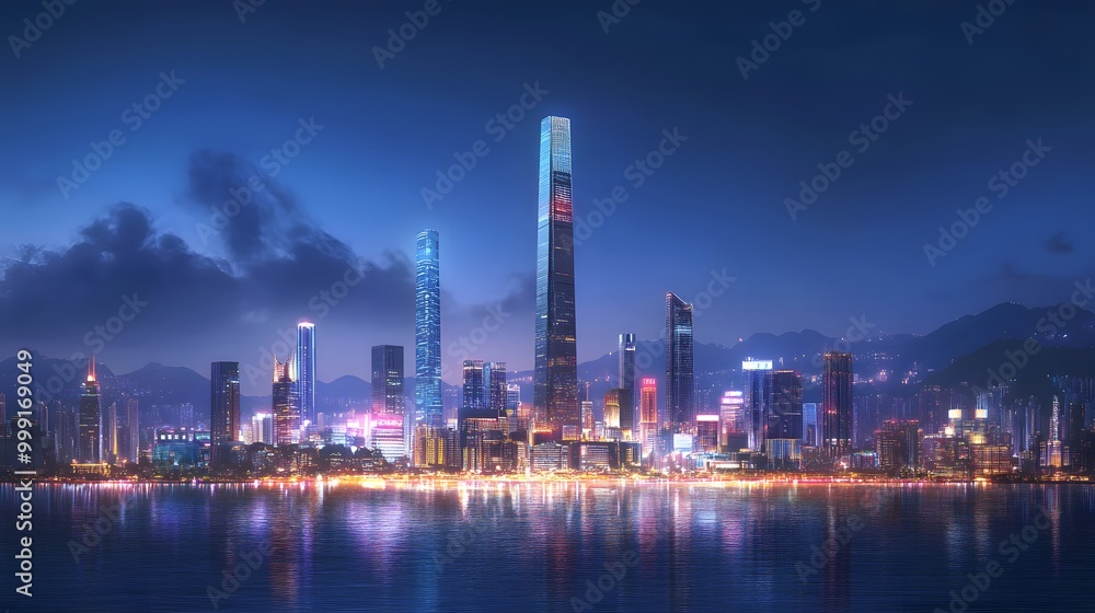 Night View of Urban Architecture in Shenzhen. Night View of Urban Architecture in Shenzhen.