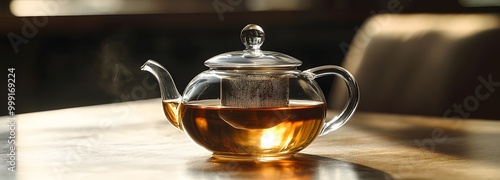 9. A sophisticated glass teapot with an infuser photo