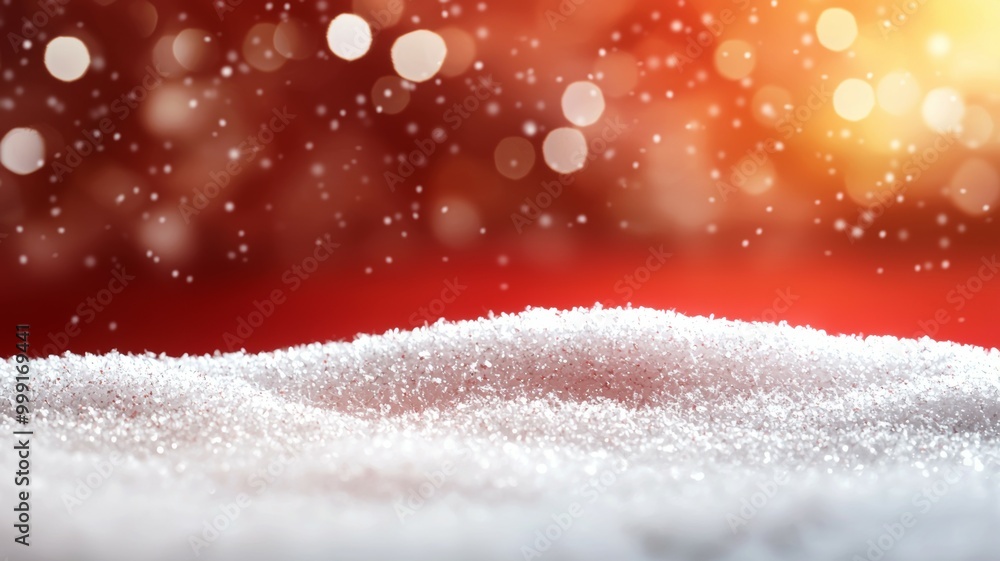 A snow-covered hill with a red background A snow-covered hill with a red background