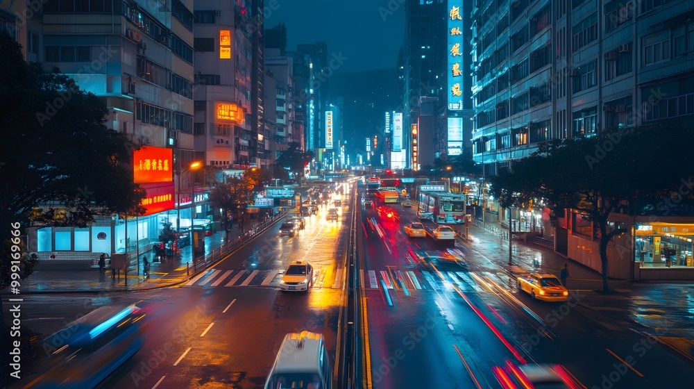 Fototapeta premium Night View of Urban Architecture in Shenzhen.