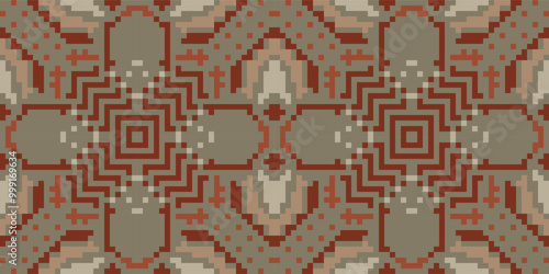 Motif Embroidery Traditional Indian Melodic Patternfolk Embroidery, Aztec Geometric Ornament Print. Design for Carpet, Wallpaper, Clothing, Wrapping, Fabric