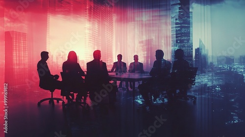 Wallpaper Mural Business Meeting Silhouette in Modern Office Setting Torontodigital.ca