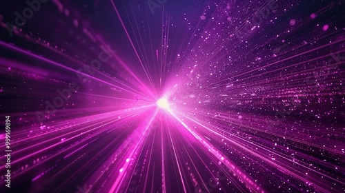 Abstract Purple Light Beams and Glowing Particles