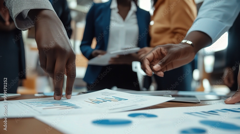 Business Team Analyzing Financial Data Together Business Team Analyzing Financial Data Together